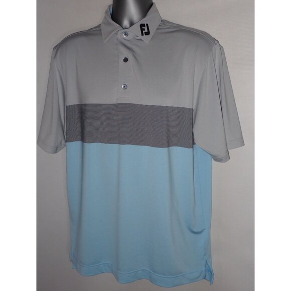 FootJoy GOLF POLO SHIRT SS Mens M Light Blue Grey Ombre Poly Stretch Athletic - Picture 3 of 6